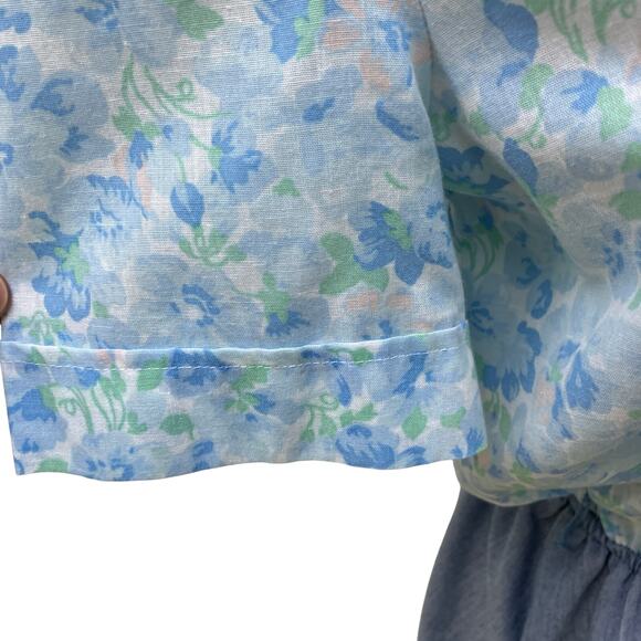 VTG Day Dress The Jones Girl Sz 12 Blue Floral Midi Pleated Feminine 50s 60s - Picture 10 of 13